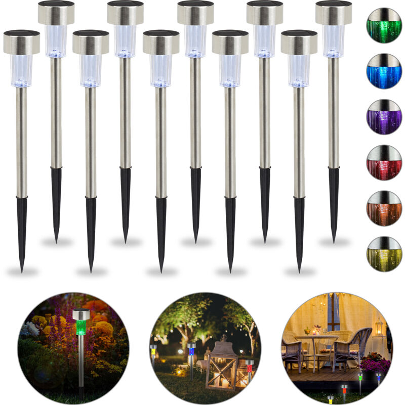 foto del prodotto set da 40 lampade solari a led, impermeabili, giardino, terrazza e balcone, acciaio inox, luci colorate, color argento