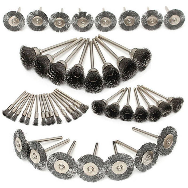 foto del prodotto set da 45 pezzi di spazzola elettrica per molatura in filo di rame spazzola combinata con ruota in filo metallico mini spazzola piccola spazzola in