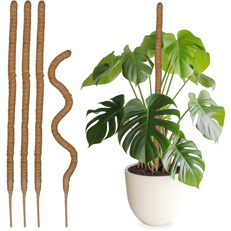 foto del prodotto set da 5 bastoncini in fibre di cocco, canne flessibili, supporto per piante rampicanti, alti 90 cm, naturale relaxdays