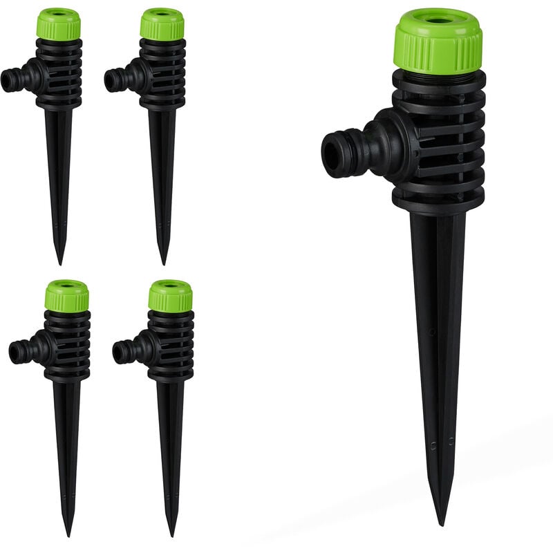 foto del prodotto set da 5 irrigatori per prati, giardino, gitatta 6 m, con spuntone per il fissaggio, plastica, nero verde relaxdays