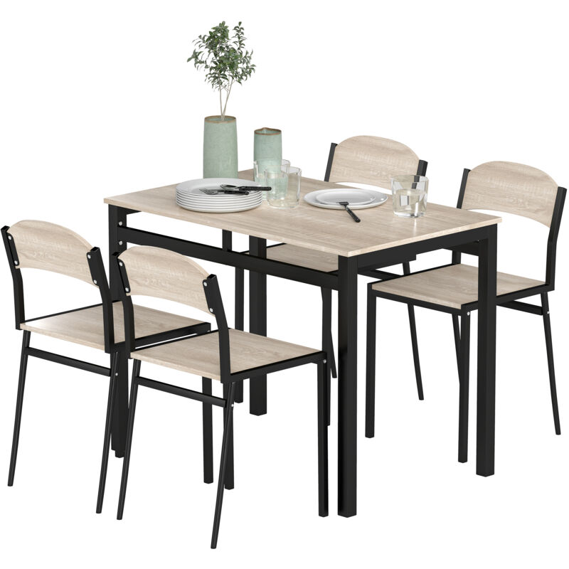 foto del prodotto set da 5 pezzi con tavolo da pranzo e 4 sedie per cucina e soggiorno homcom