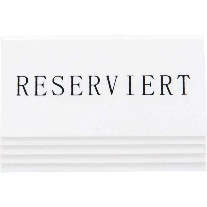 foto del prodotto set da 5 segnatavolo riservato per caff , ristoranti, bar reserviert scritta in tedesco 5x10x4,5cm colore bianco securit