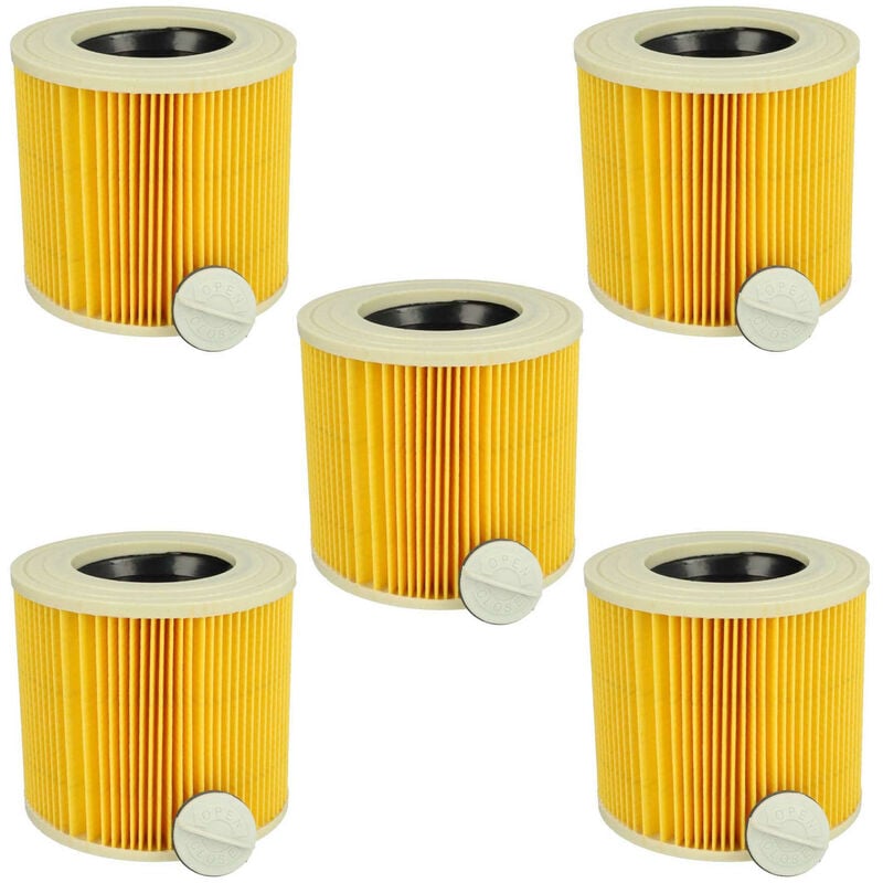 foto del prodotto set da 5x filtro a pieghe piatte compatibile con rowenta typ rp 130 f1 aspiratore umido secco - cartuccia filtrante, giallo - vhbw
