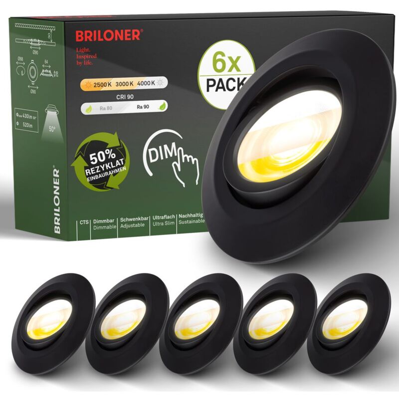foto del prodotto set da 6 faretti led da incasso led faretti orientabili dimmerabili ra90