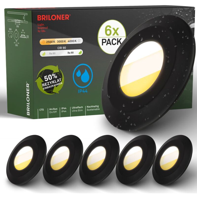 foto del prodotto set da 6 faretti led da incasso per bagno led faretti da incasso per bagno cts piatti ra90