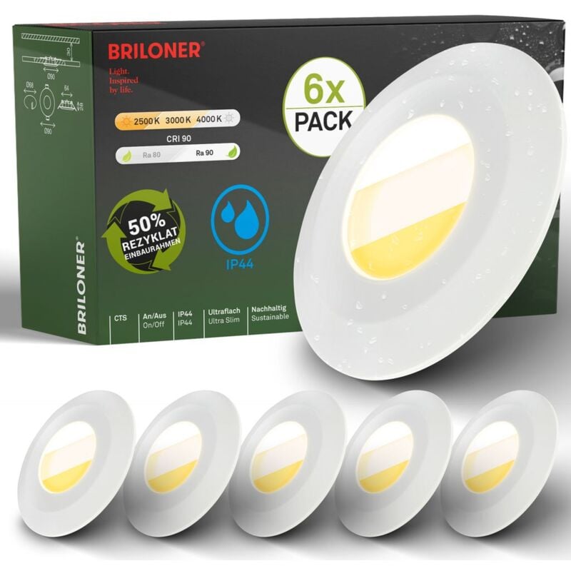 foto del prodotto set da 6 faretti led da incasso per bagno led faretti da incasso per bagno cts piatti ra90