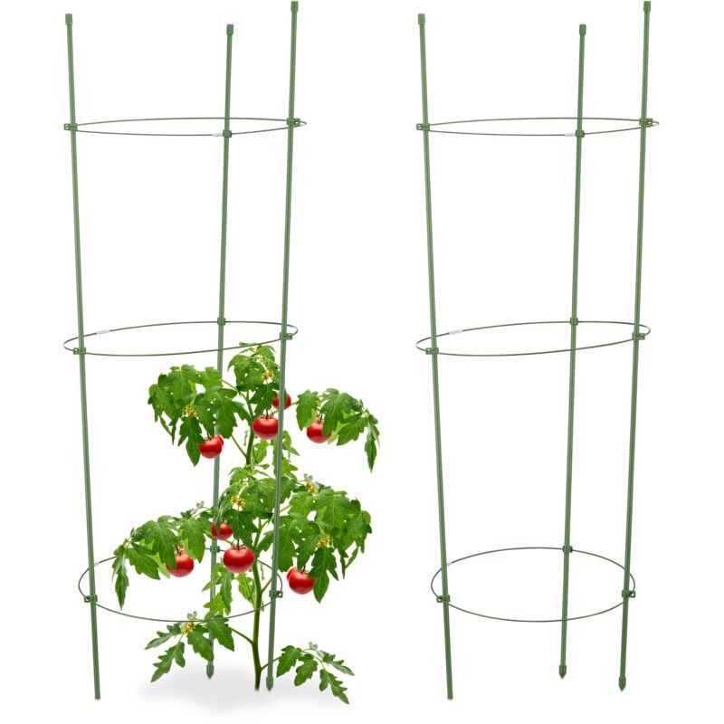foto del prodotto set da 6 gabbie pomodori, supporto per piante rampicanti, sostegni, accessori giardinaggio, l 76 cm, verde