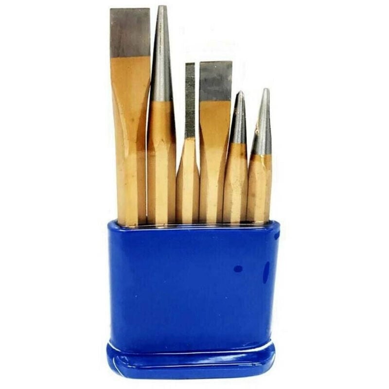 foto del prodotto set da 6 pezzi punzoni caccia spine in acciaio chrome vanadium con contenitore - - trade shop traesio