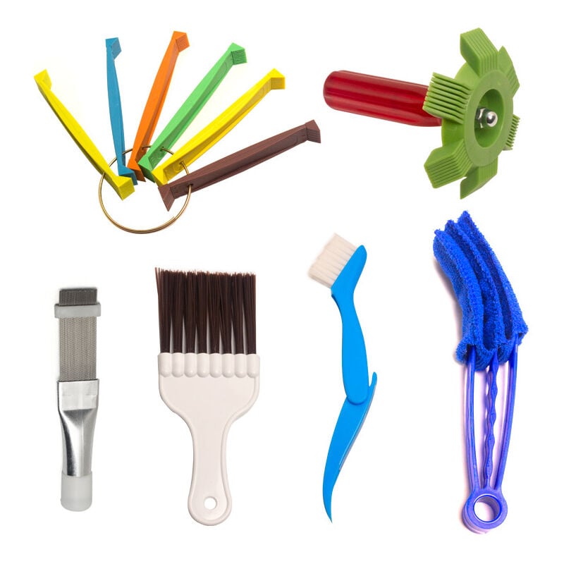 foto del prodotto set da 6 pezzi, set di strumenti per la pulizia del condizionatore d aria, spazzola per la pulizia delle alette, raddrizzatore per alette del