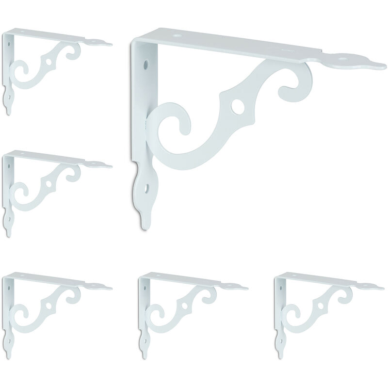 foto del prodotto set da 6 reggimensola da muro, staffe per mensole, hlp 11x2,5x14 cm, supporti angolari per scaffali, bianco relaxdays