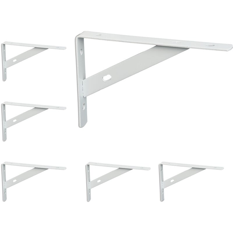 foto del prodotto set da 6 reggimensola da muro, staffe per mensole, hlp 9,5x1,5x15 cm, supporti angolari per scaffali, bianco relaxdays