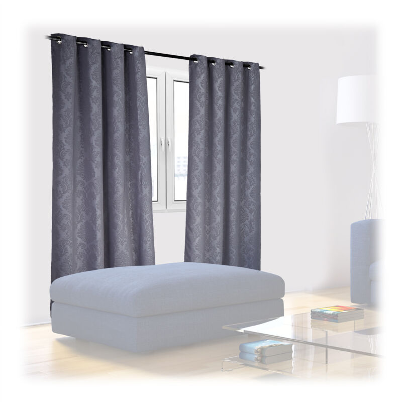 foto del prodotto set da 6 tende oscuranti opache, camera da letto salotto, in stoffa con anelli, 245x135 cm, grigie