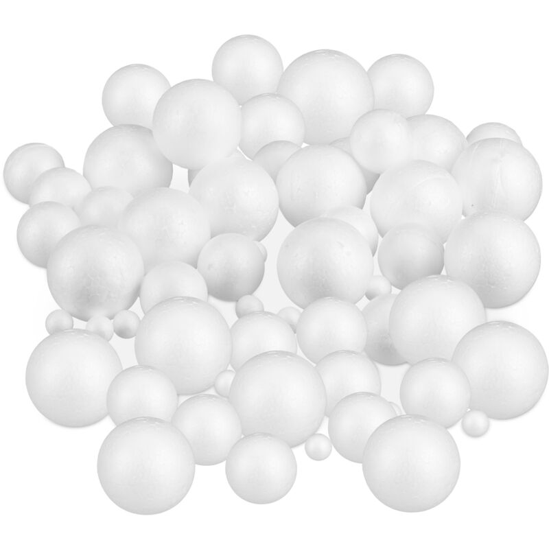 foto del prodotto set da 720 palline di polistirolo, mix di sfere grandi piccole, per pittura bricolage, 2,5 7cm, bianco