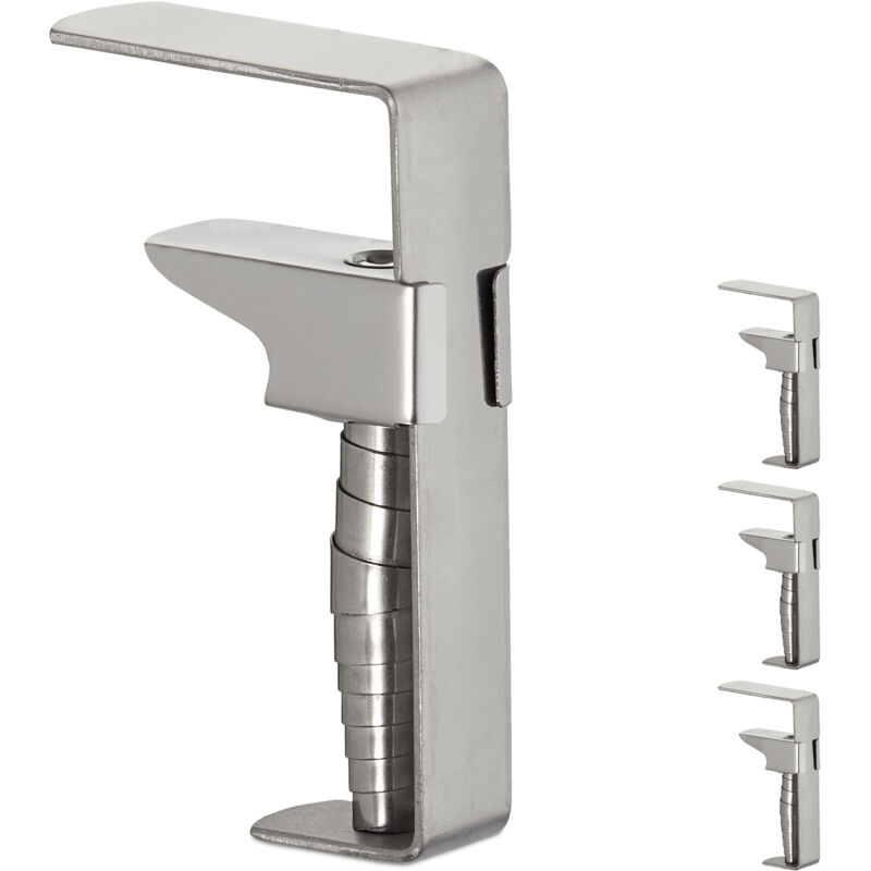 foto del prodotto set da 8 clip fermatovaglia regolabile, morsetti per tavoli spessi, acciaio, fino a 4,2 cm spessore, argento