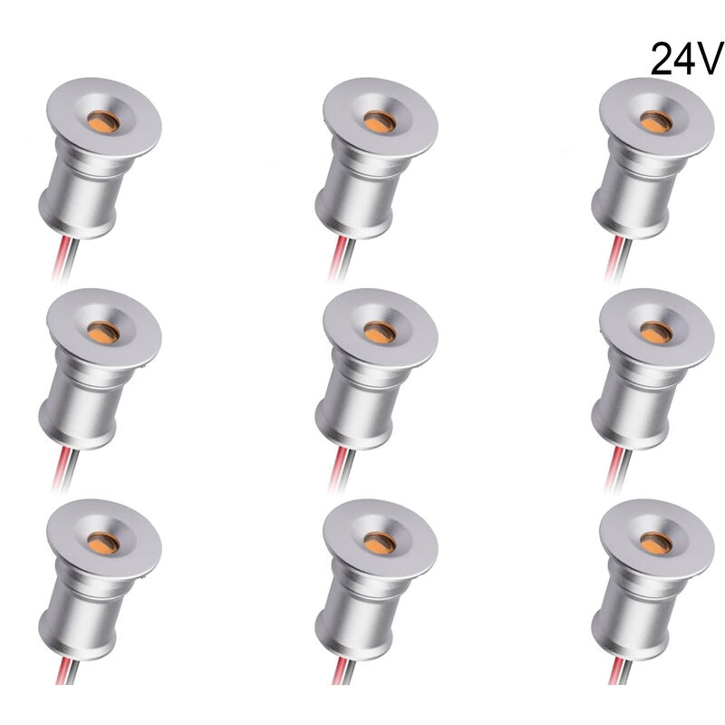 foto del prodotto set da 9 mini faretto led esterno incasso 24v luce calda ww 15mm segnapasso
