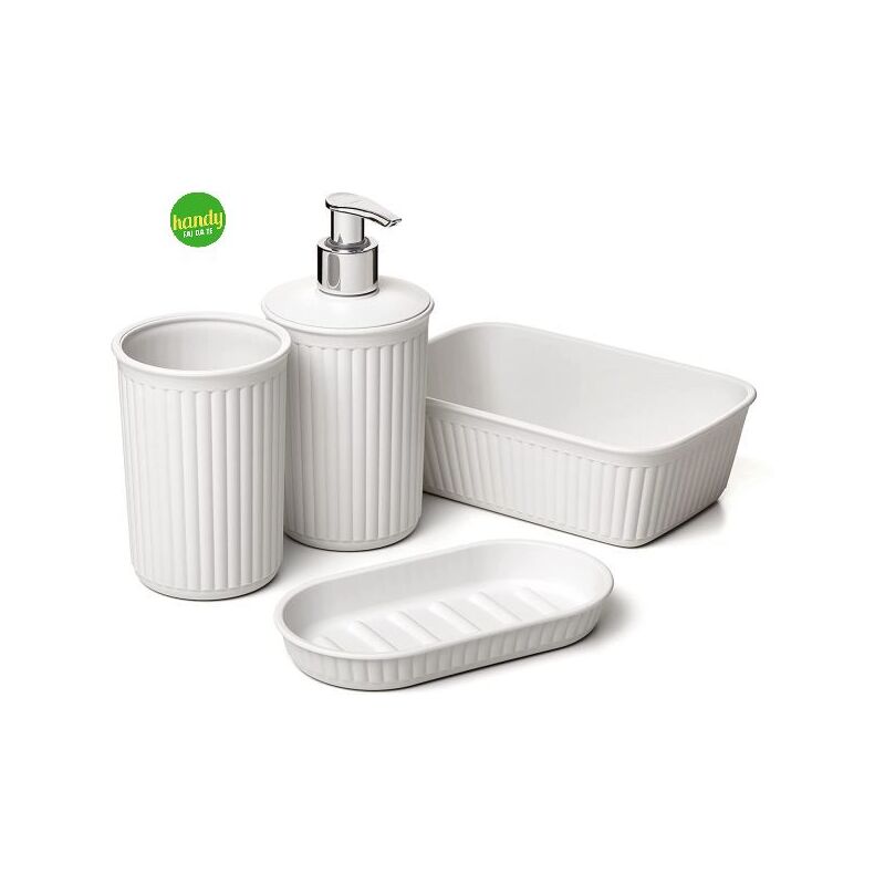 foto del prodotto set da bagno da appoggio plasticos tatay serie baobab 4 pz bianco
