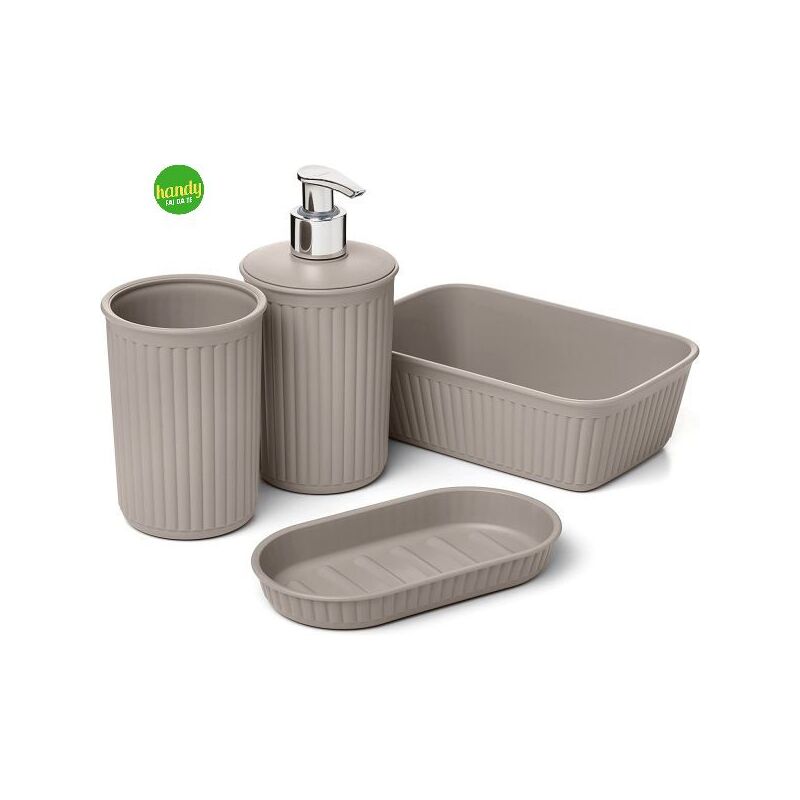 foto del prodotto set da bagno da appoggio plasticos tatay serie baobab 4 pz bianco