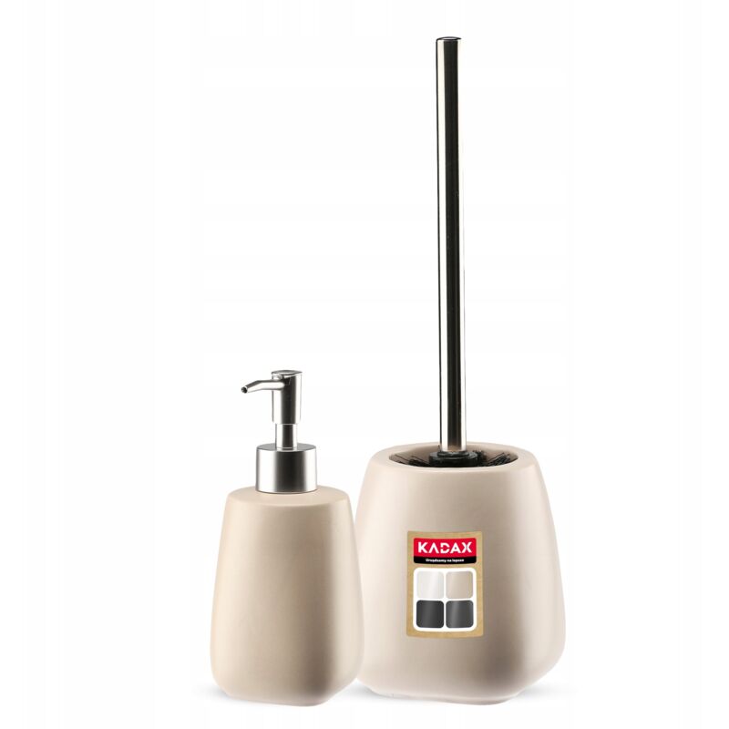 foto del prodotto set da bagno dispenser per spazzole beige kadax