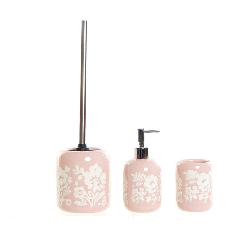 foto del prodotto set da bagno dkd home decor 8 x 8 x 17,5 cm ceramica rosa bianco