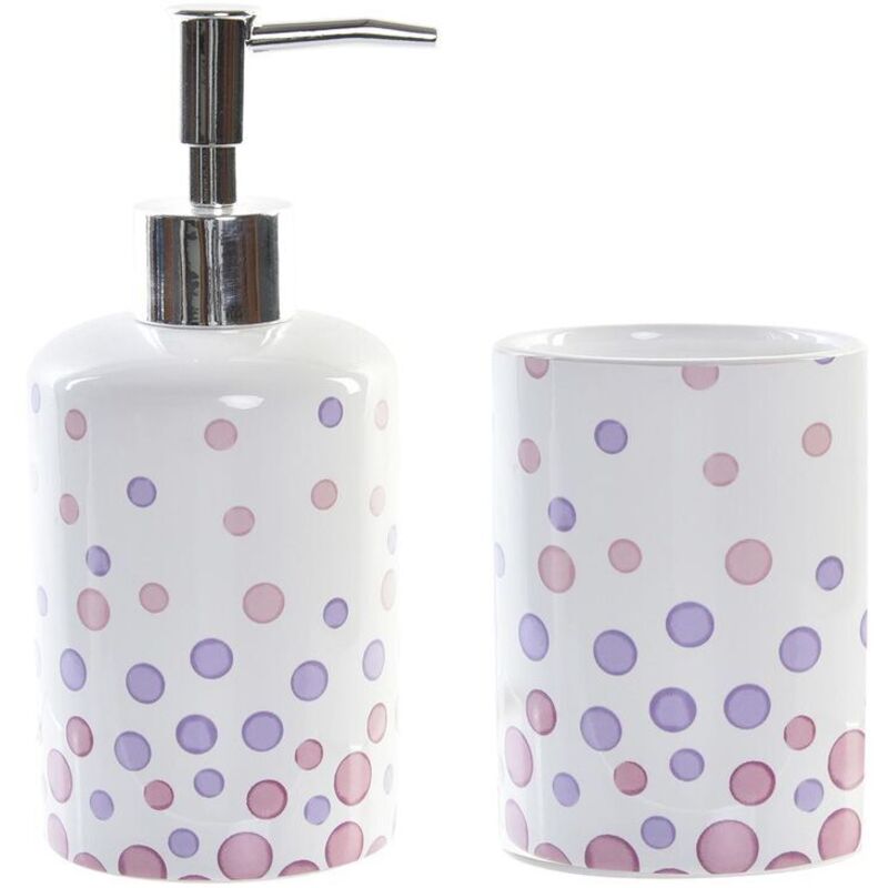 foto del prodotto set da bagno dkd home decor bianco abs dolomite a pois 7 x 7 x 17,5 cm 2 unit 