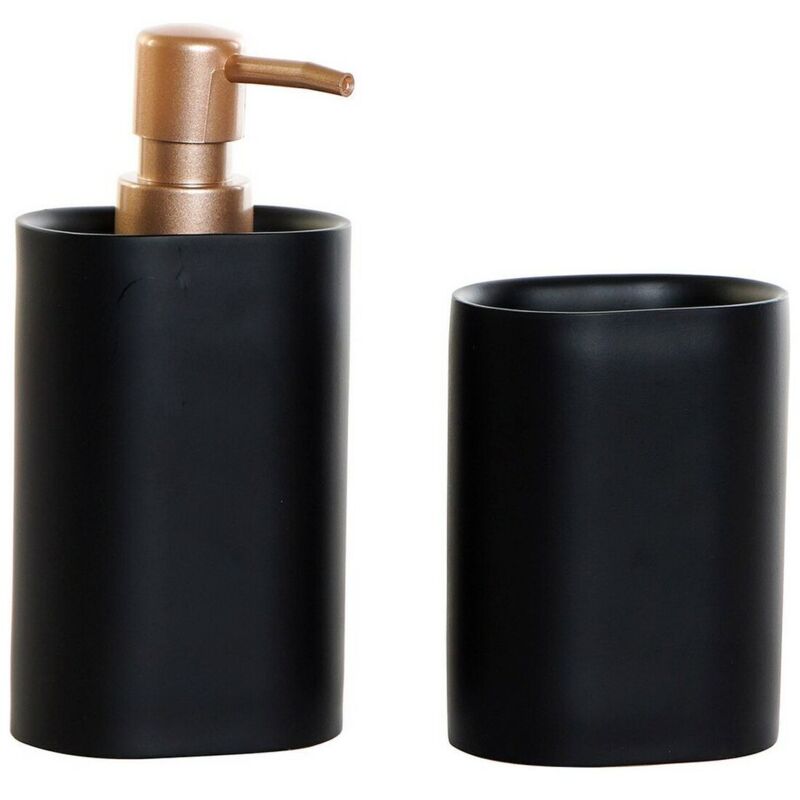 foto del prodotto set da bagno dkd home decor nero dorato pvc resina glam 8,5 x 6 x 18 cm 2 unit 