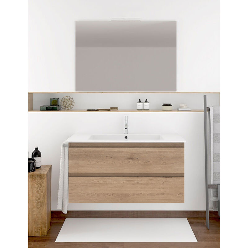 foto del prodotto set da bagno ibiza 2 cassetti 8 colori diversi 15 misure include mobili, lavabo e specchio steppa 120x45cm 2 seni