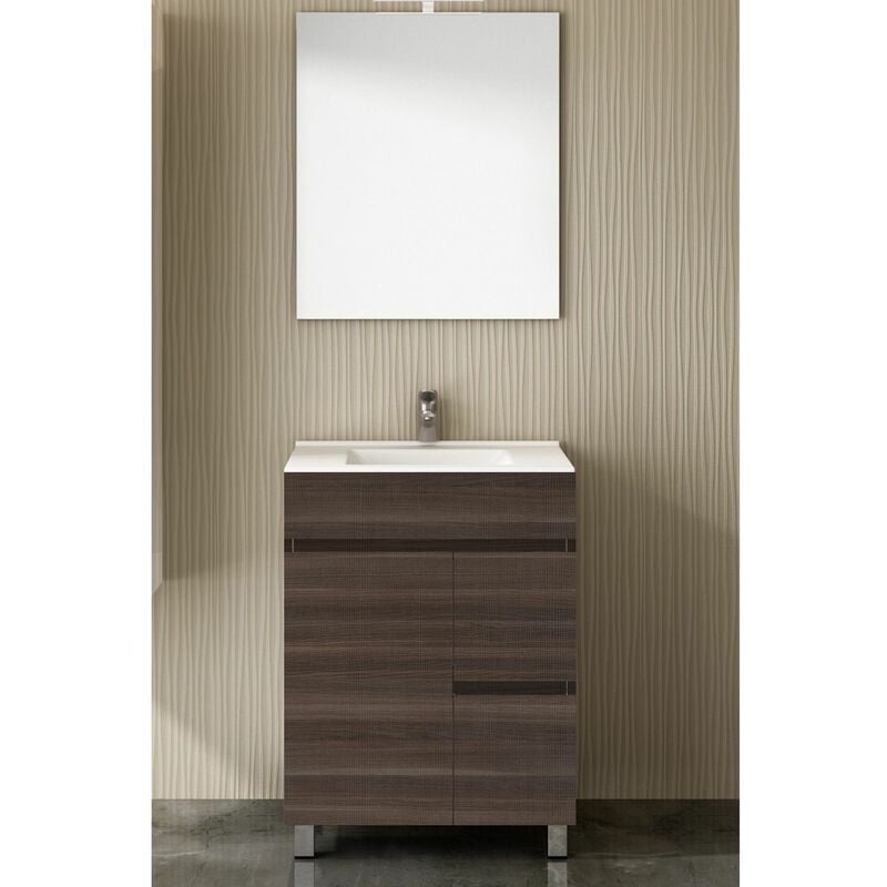 immagine 0 del prodotto set da bagno isquia 2 cassetti e due ante 7 colori diversi 15 misure include mobile, lavabo e specchio frassino tea 50x40cm