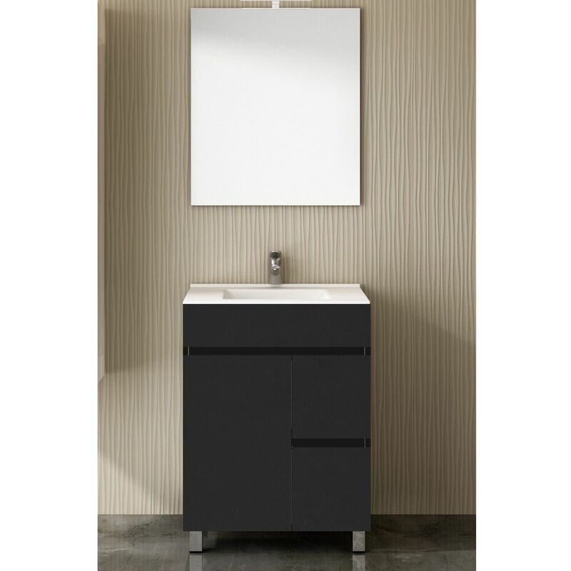 foto del prodotto set da bagno isquia 2 cassetti e due ante 7 colori diversi 15 misure include mobile, lavabo e specchio grafite 60x35cm