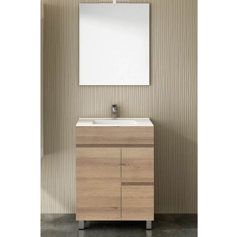 foto del prodotto set da bagno isquia 2 cassetti e due ante 7 colori diversi 15 misure include mobile, lavabo e specchio steppa 60x35cm