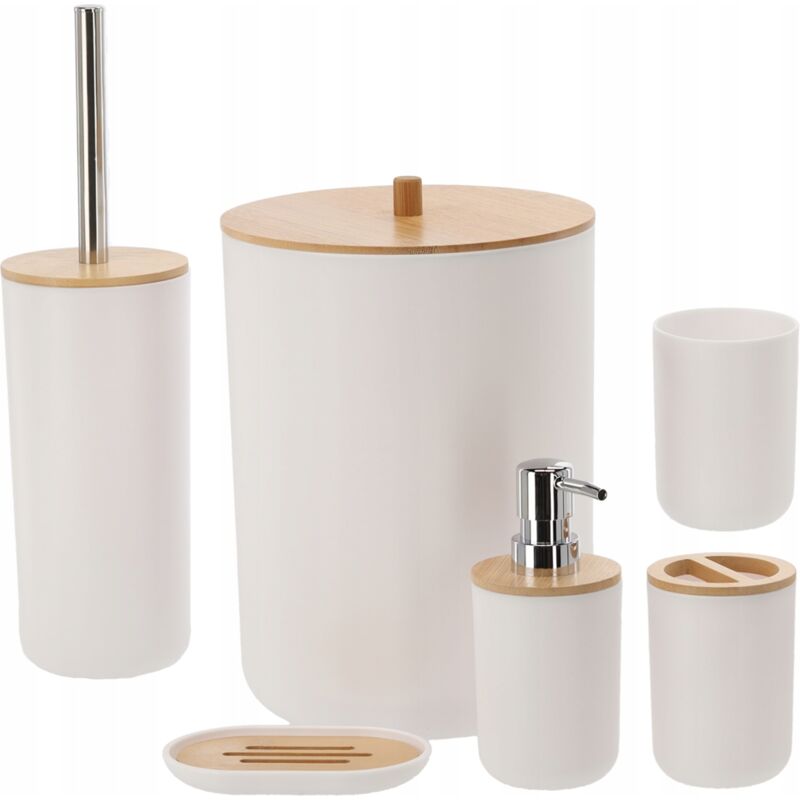 foto del prodotto set da bagno rotondo 6 pezzi bianco bamb chm