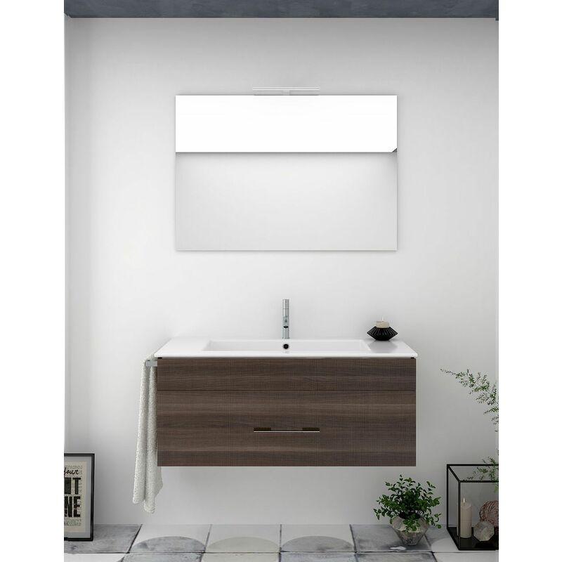 foto del prodotto set da bagno sospeso firenze cassetti 8 colori diversi 14 misure include mobile, lavabo e specchio frassino tea 60x35cm