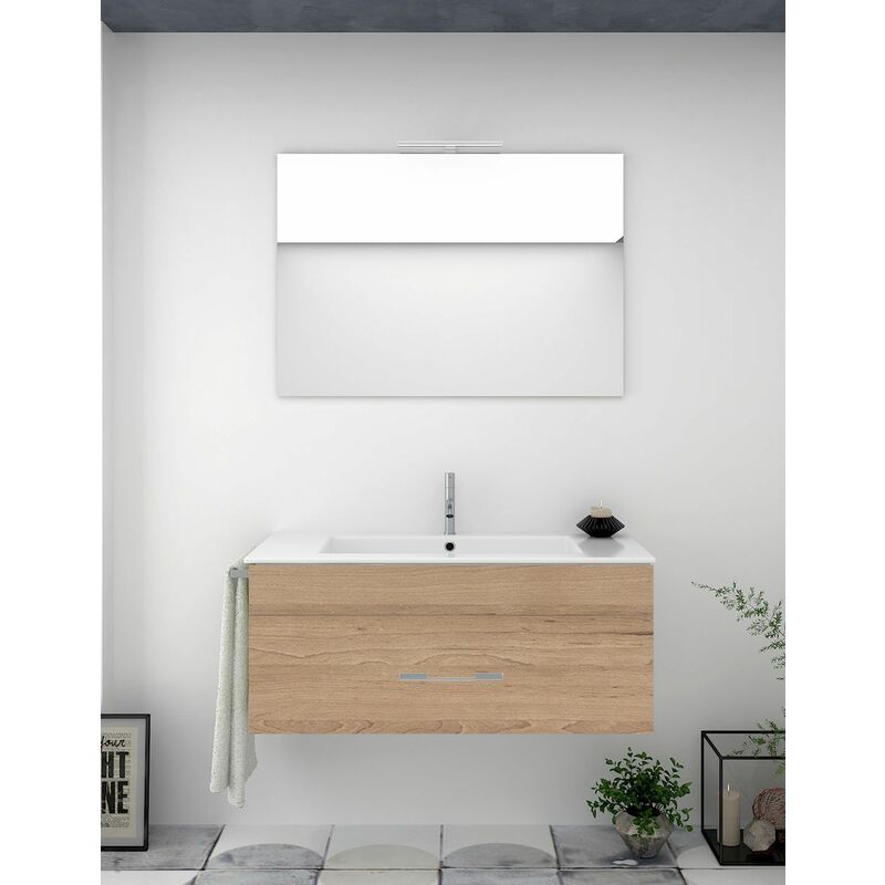 foto del prodotto set da bagno sospeso firenze cassetti - 8 colori diversi - 14 misure - include mobile, lavabo e specchio - steppa 60x35cm
