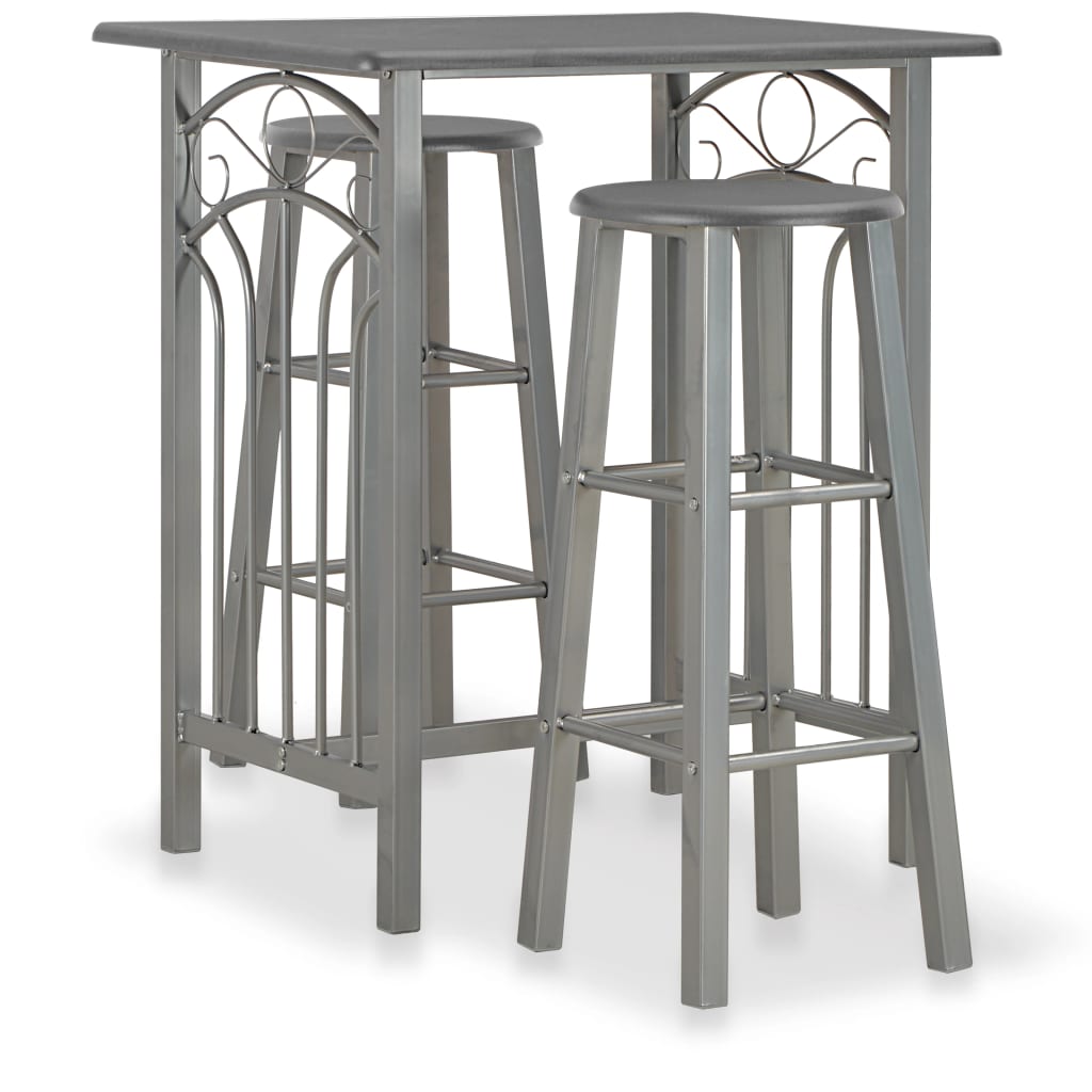 foto del prodotto set da bar 3 pz in legno e acciaio antracite cod mxl 18306