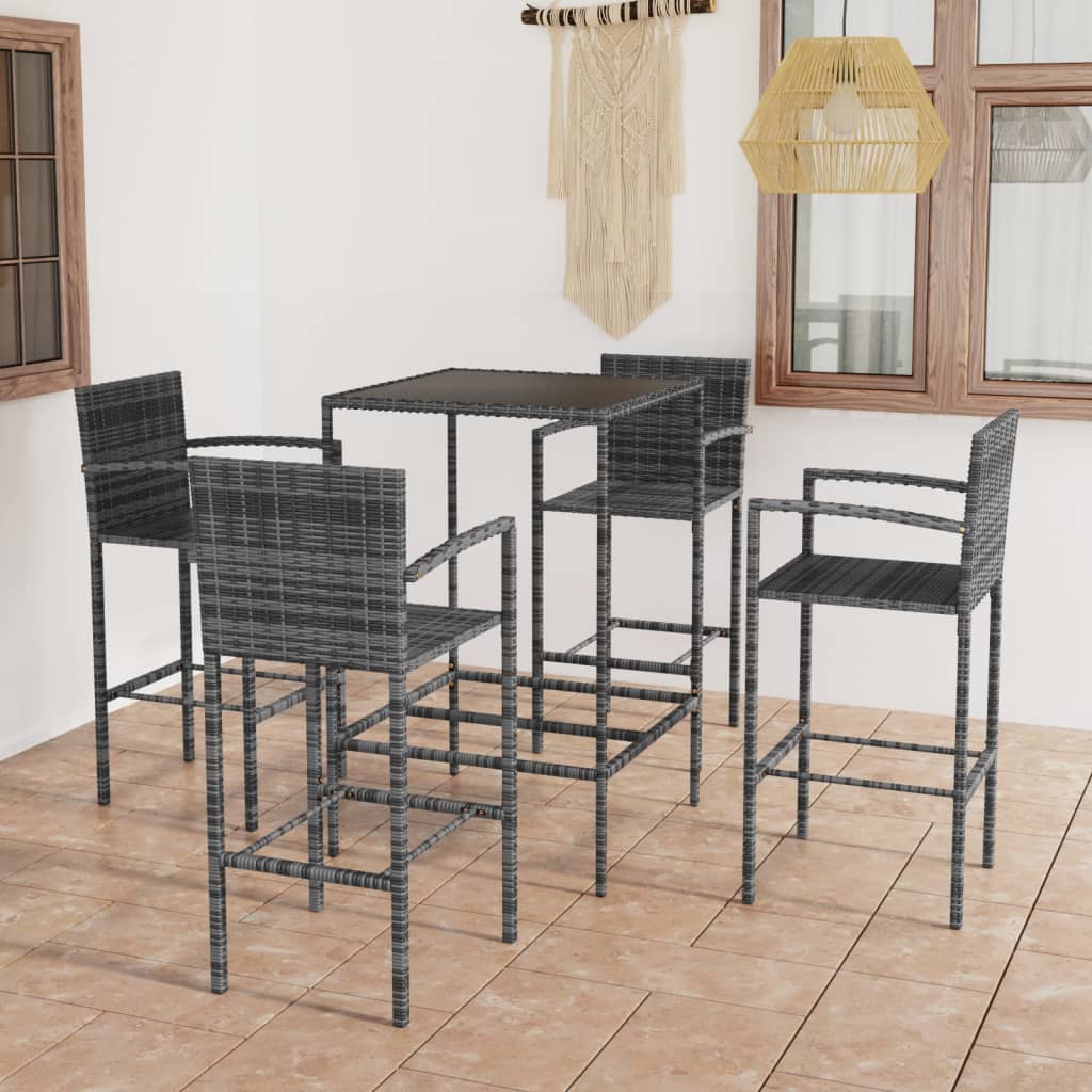 foto del prodotto set da bar da giardino 5 pz in polyrattan grigio cod mxl 40292