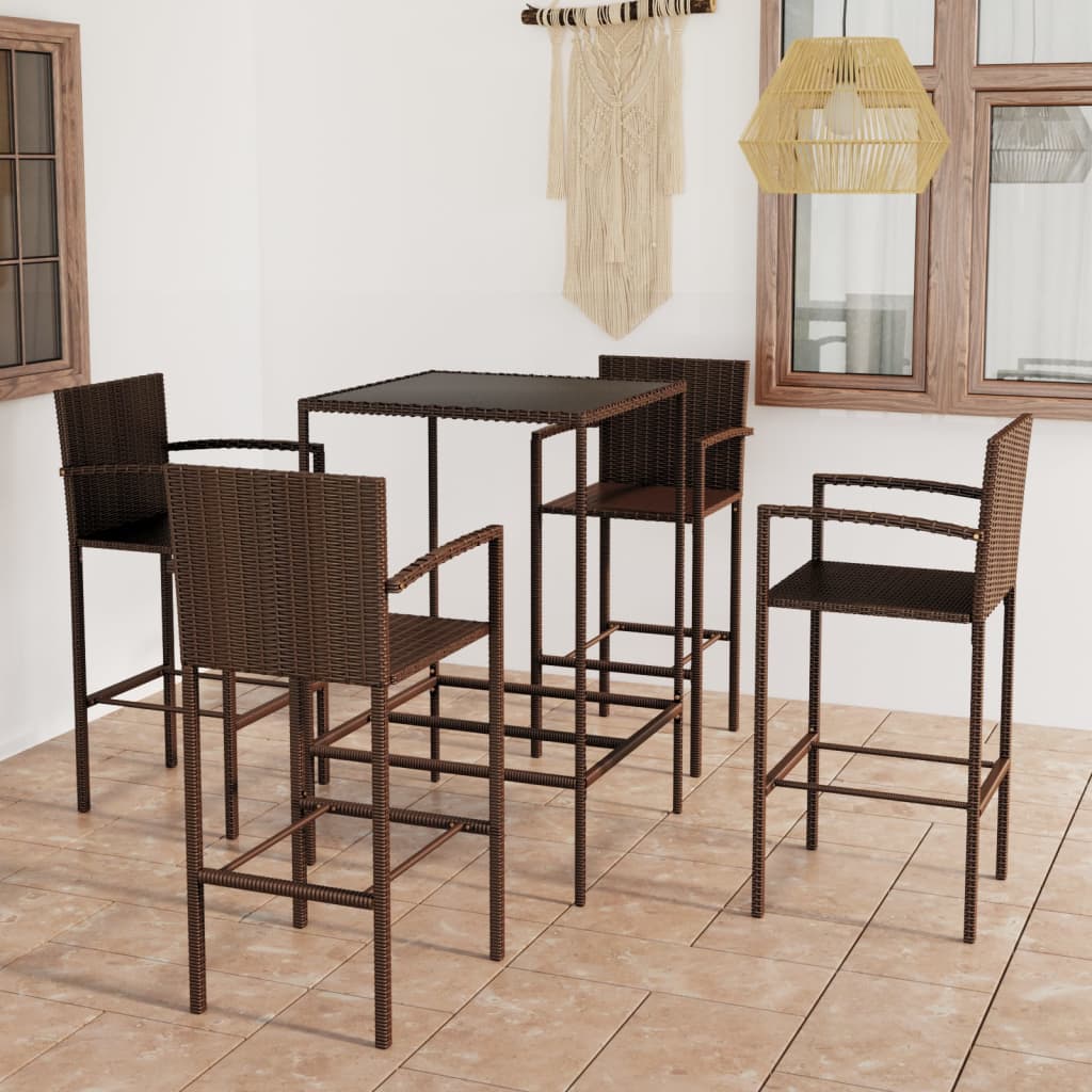 foto del prodotto set da bar da giardino 5 pz in polyrattan marrone