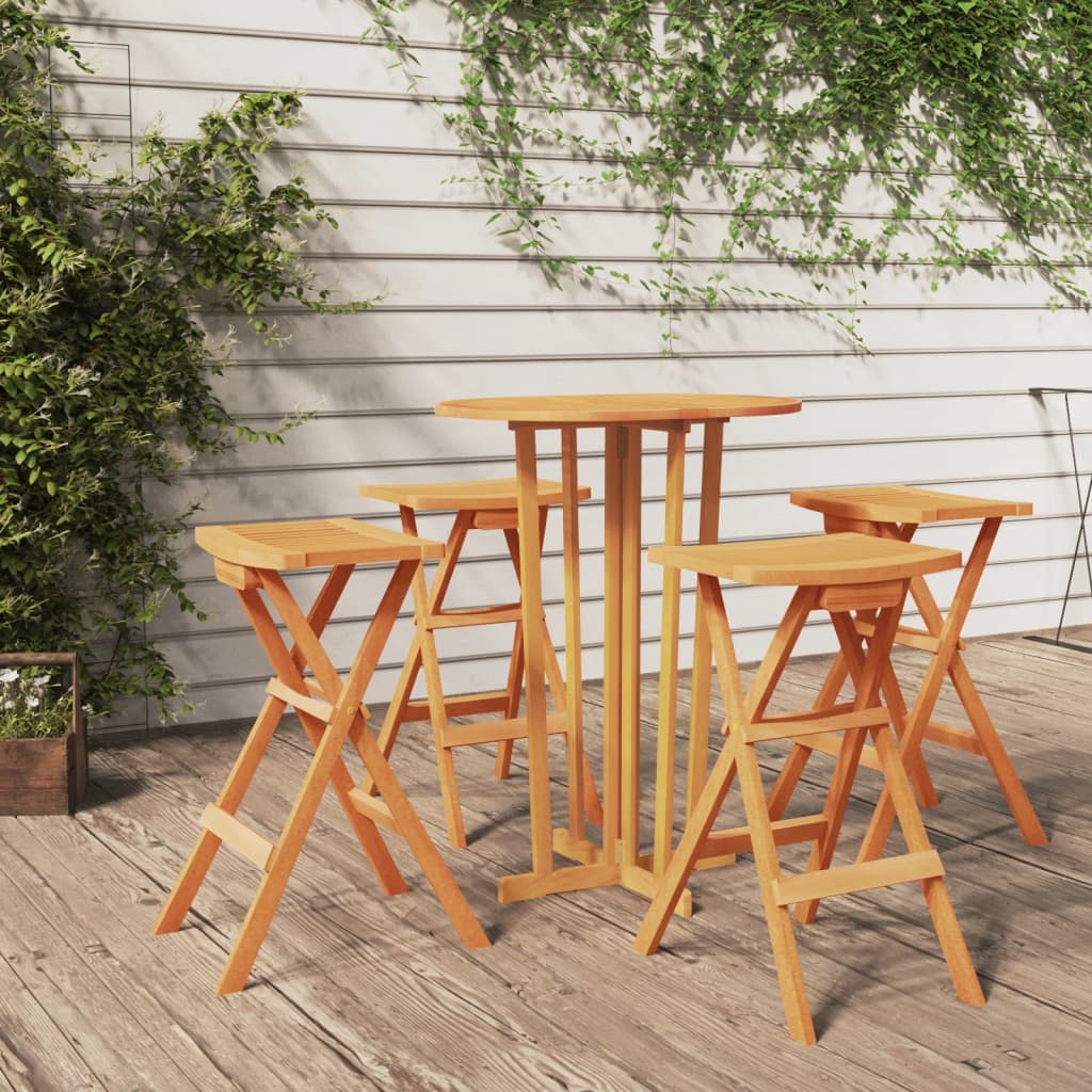 foto del prodotto set da bar pieghevole 5 pz in legno massello di teak cod mxl 121657