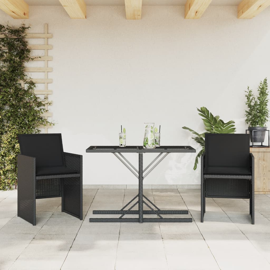 foto del prodotto set da bistr 3 pz con cuscini nero in polyrattancod mxl 114976