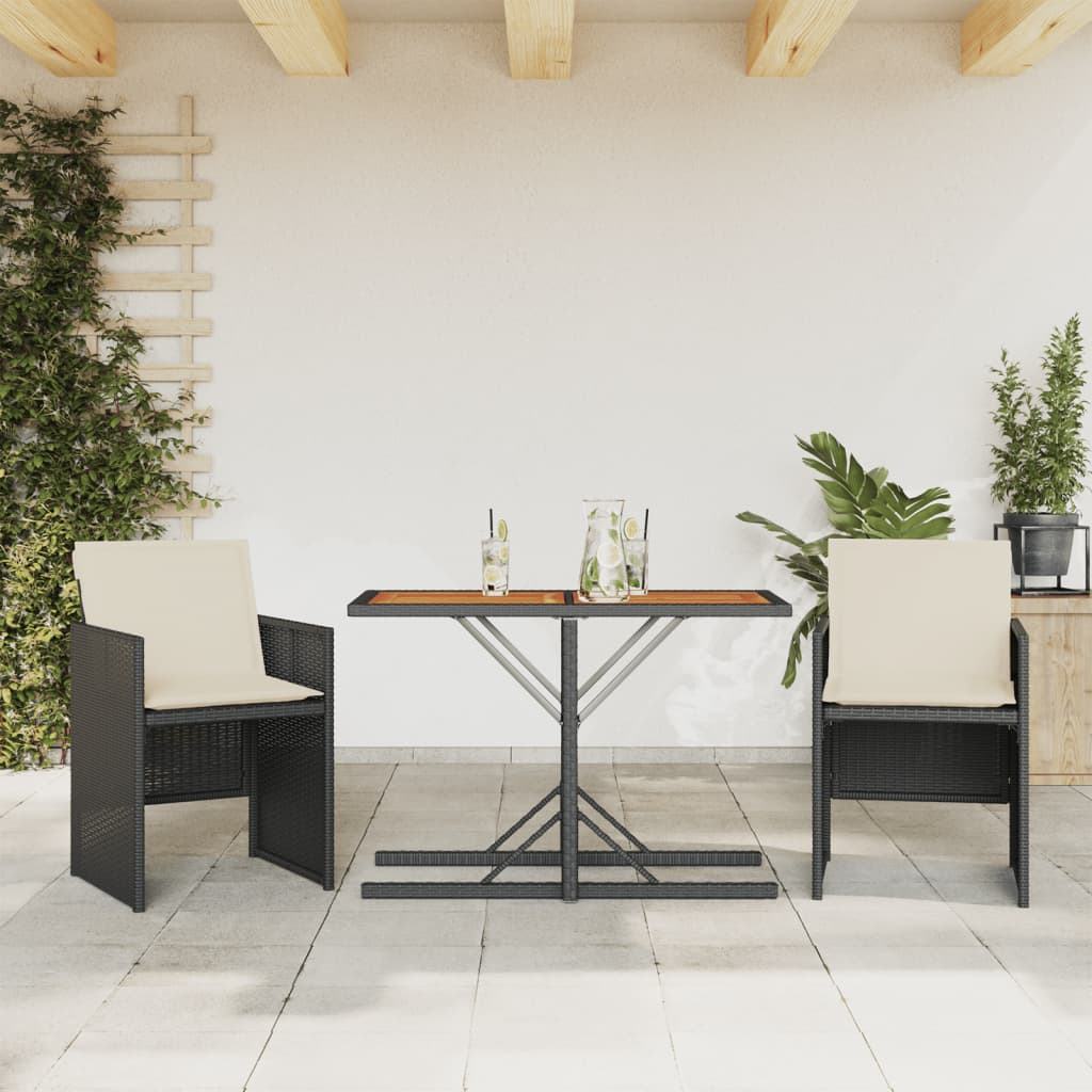 foto del prodotto set da bistr 3 pz con cuscini nero in polyrattancod mxl 114977