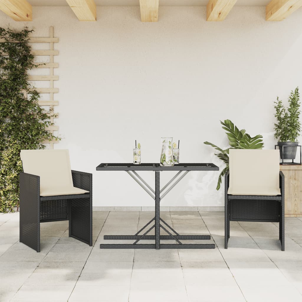 foto del prodotto set da bistr 3 pz con cuscini nero in polyrattancod mxl 90999