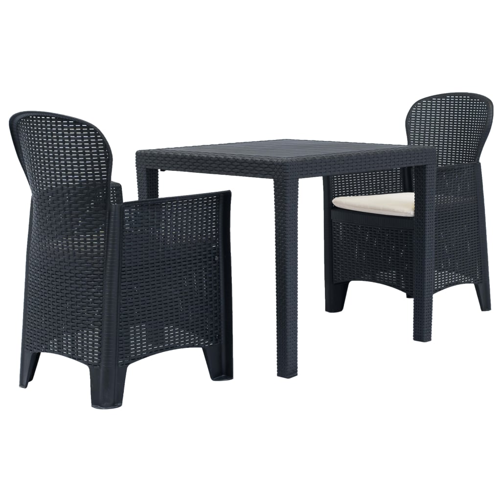 foto del prodotto set da bistr 3 pz in plastica stile rattan antracite vidaxl