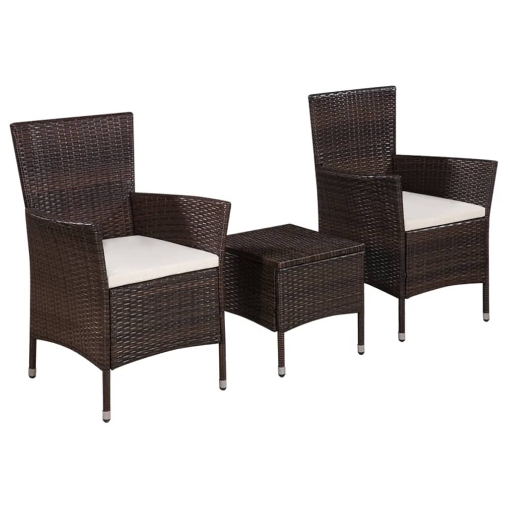 foto del prodotto set da bistro 3 pz in polyrattan marrone cod mxl 35347