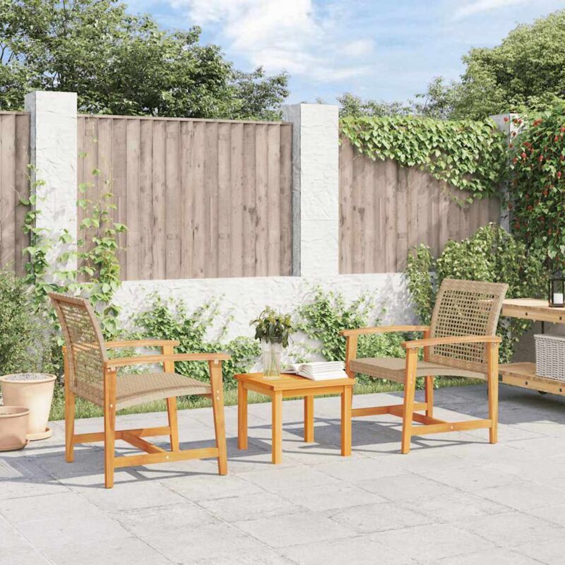 foto del prodotto set da bistrot 3 pz beige in polyrattan e legno di acacia vidaxl