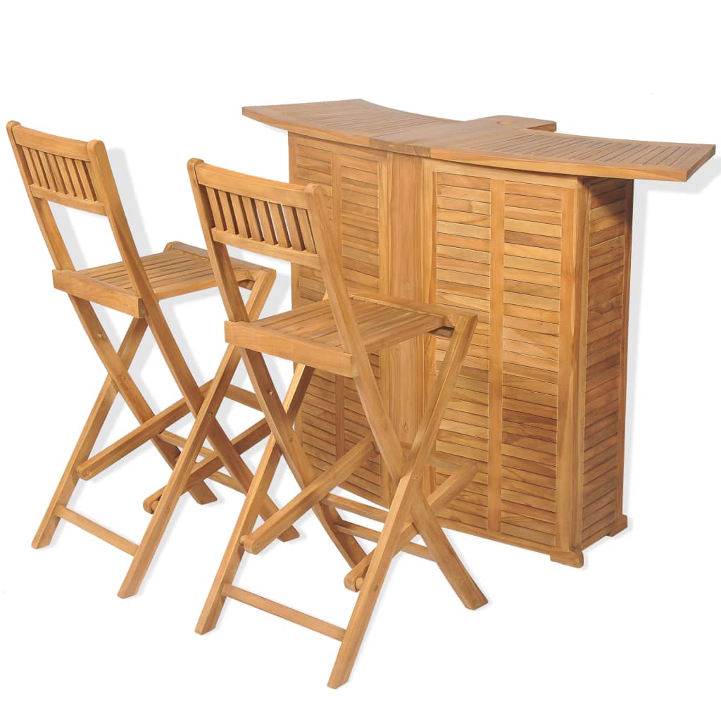 foto del prodotto set da bistrot 3 pz con sedie pieghevoli in massello di teak cod mxl 40114