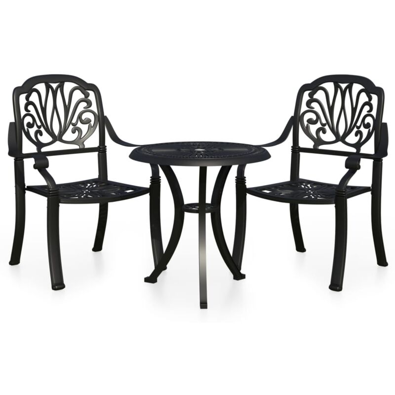 foto del prodotto set da bistrot 3 pz in alluminio pressofuso nero vidaxl