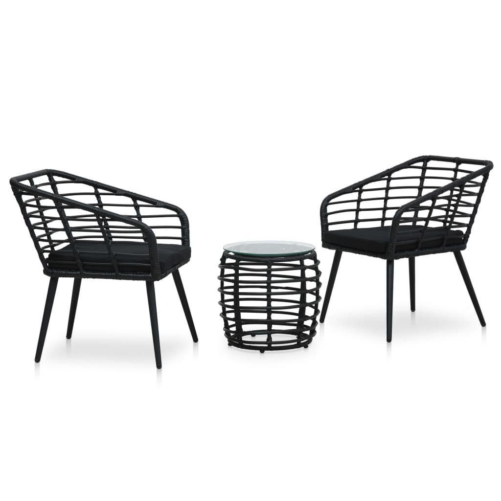foto del prodotto set da bistrot 3 pz in polyrattan nero