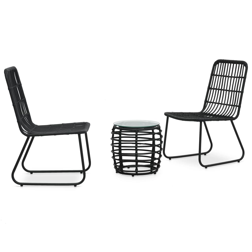 foto del prodotto set da bistrot 3 pz in polyrattan nero cod mxl 35261