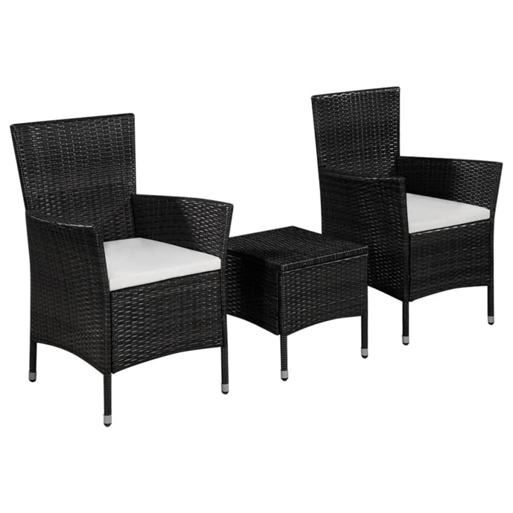 foto del prodotto set da bistrot 3 pz in polyrattan nero cod mxl 41534