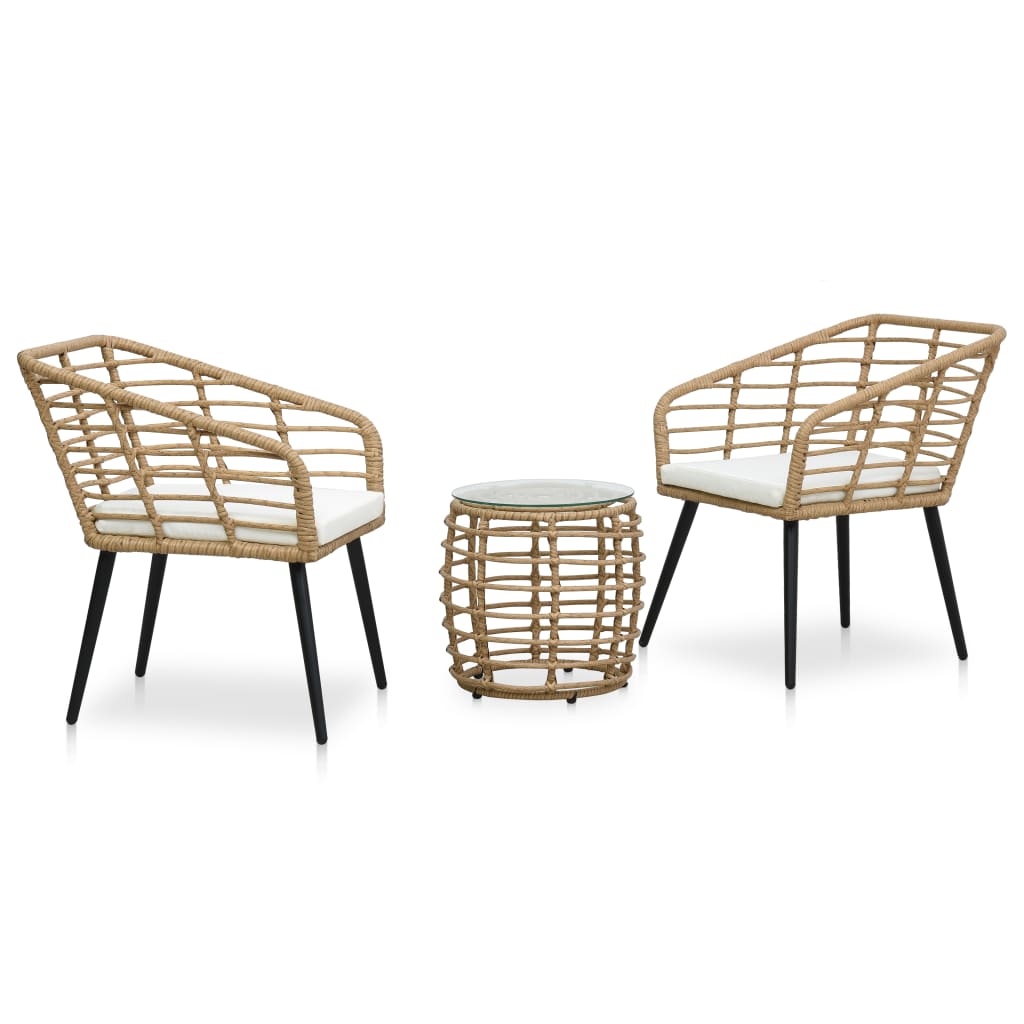 foto del prodotto set da bistrot 3 pz in polyrattan rovere cod mxl 34946