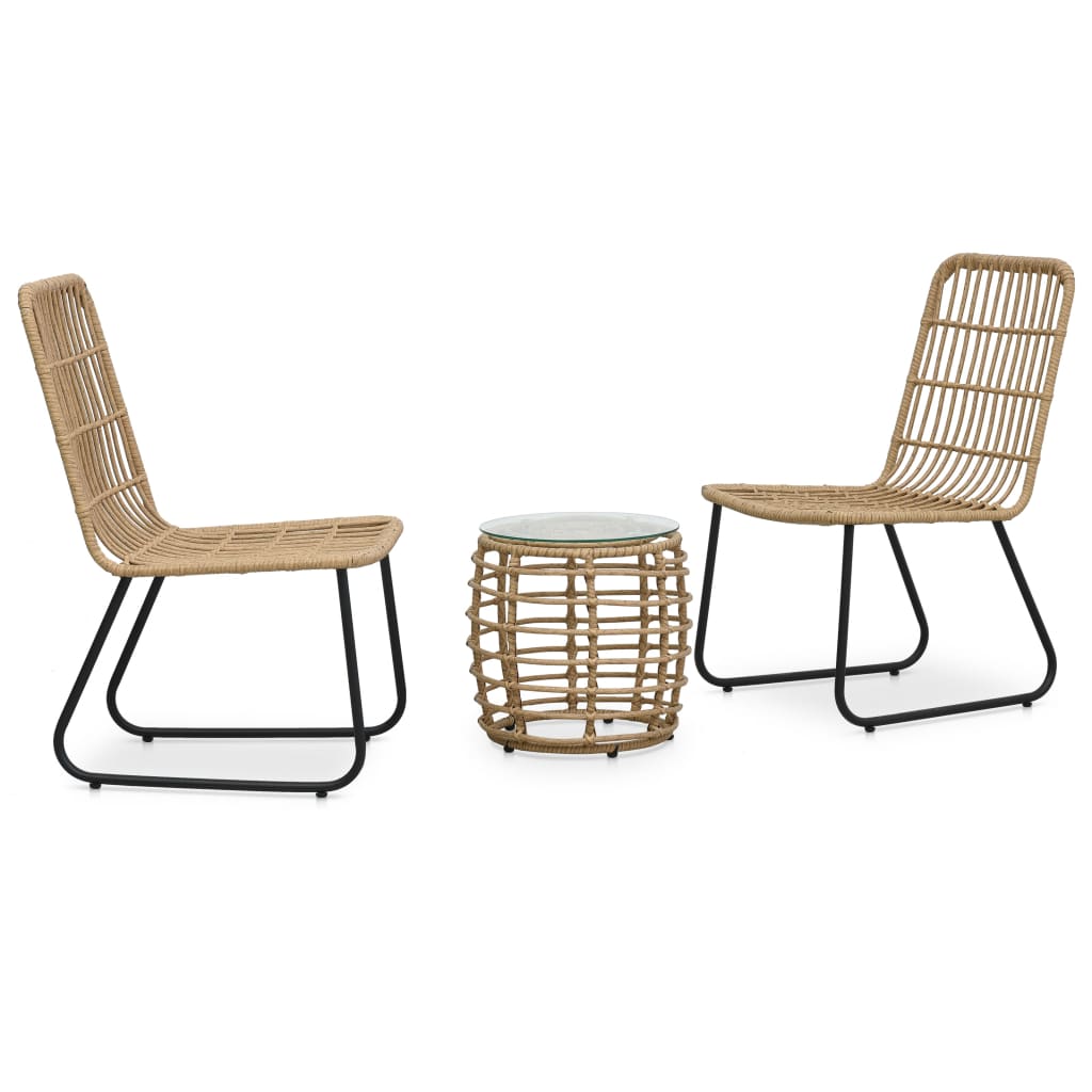 foto del prodotto set da bistrot 3 pz in polyrattan rovere cod mxl 35499