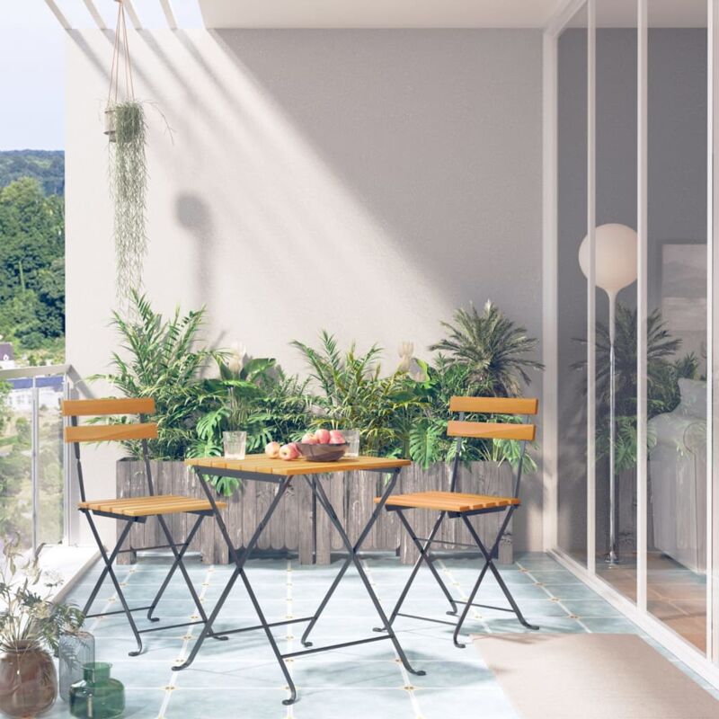 foto del prodotto set da bistrot 3 pz pieghevole in legno massello di acacia
